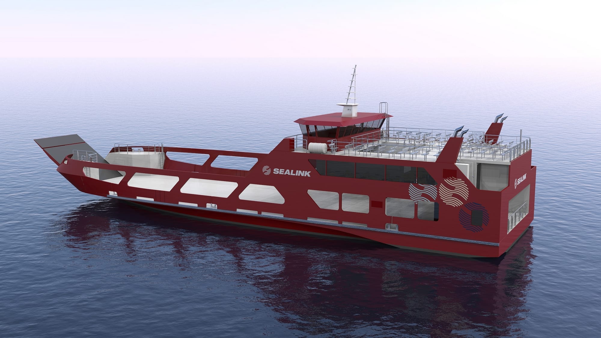 sealink ropax ferry render overall view port aft view