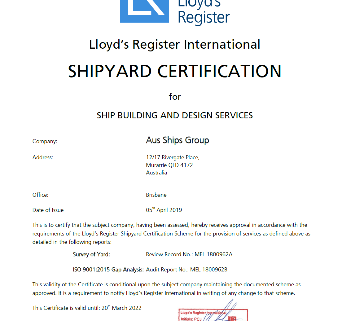 Lloyds Register shipyard certification