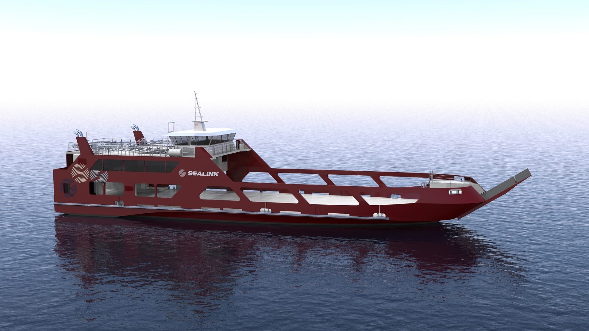 sealink ropax ferry render overall view starboard forward view